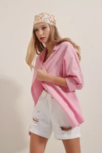 Bigdart 3900 Oversized LONG Basic Shirt - Pink - Image 6