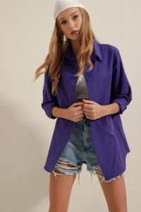 Bigdart 3900 Oversized LONG Basic Shirt - Purple