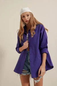 Bigdart 3900 Oversized LONG Basic Shirt - Purple - Image 2