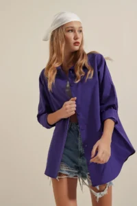 Bigdart 3900 Oversized LONG Basic Shirt - Purple - Image 3