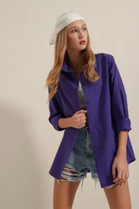 Bigdart 3900 Oversized LONG Basic Shirt - Purple - Image 5