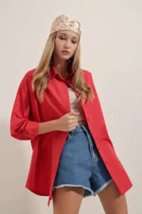 Bigdart 3900 Oversized LONG Basic Shirt - Red - Image 2