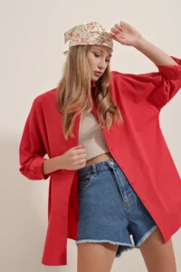 Bigdart 3900 Oversized LONG Basic Shirt - Red - Image 3
