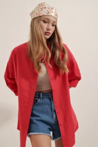 Bigdart 3900 Oversized LONG Basic Shirt - Red - Image 4