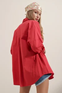 Bigdart 3900 Oversized LONG Basic Shirt - Red - Image 8