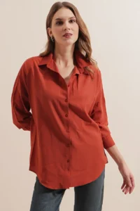 Bigdart 3900 Oversized LONG Basic Shirt - Brick Red - Image 3