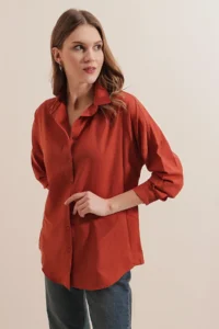 Bigdart 3900 Oversized LONG Basic Shirt - Brick Red - Image 4