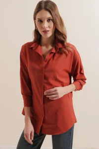 Bigdart 3900 Oversized LONG Basic Shirt - Brick Red - Image 5