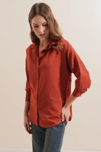 Bigdart 3900 Oversized LONG Basic Shirt - Brick Red - Image 6