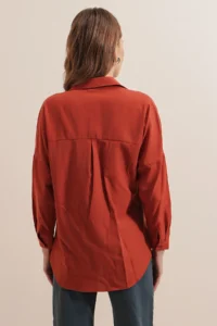 Bigdart 3900 Oversized LONG Basic Shirt - Brick Red - Image 7