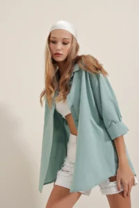 Bigdart 3900 Oversized LONG Basic Shirt - Water Green - Image 6