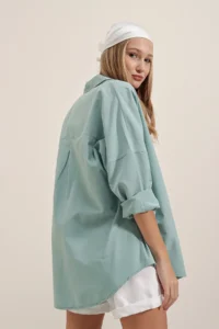 Bigdart 3900 Oversized LONG Basic Shirt - Water Green - Image 8