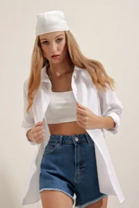 Bigdart 3900 Oversized LONG Basic Shirt - WHITE - Image 3