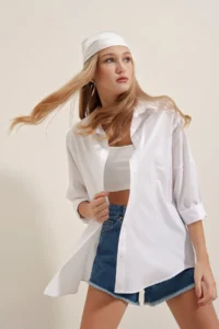 Bigdart 3900 Oversized LONG Basic Shirt - WHITE - Image 4
