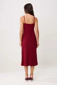 TRENDYOLMİLLA Burgundy A-Cut/Life Form Barbell Neck Sleeveless Accessory Detailed Flexible Knitting Dress - Image 4