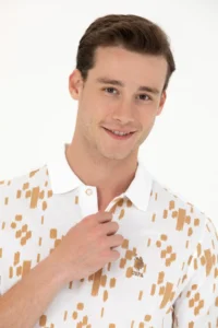 US Polo Shirt Assn. Men Camel Polo Shirt Shirt Collar T-Shirt - Image 2