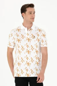 US Polo Shirt Assn. Men Camel Polo Shirt Shirt Collar T-Shirt - Image 3
