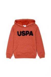 US Polo Shirt Assn. Kids Brick Red Basic Hooded Sweatshirt