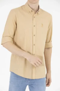 US Polo Shirt Assn. Men Camel Long Sleeve Shirt - Image 6