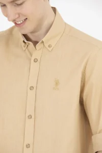 US Polo Shirt Assn. Men Camel Long Sleeve Shirt - Image 7