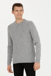 US Polo Shirt Assn. Men Gray Melange Sweater
