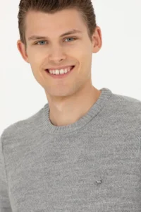 US Polo Shirt Assn. Men Gray Melange Sweater - Image 2