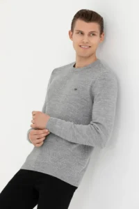 US Polo Shirt Assn. Men Gray Melange Sweater - Image 3