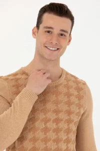 US Polo Shirt Assn. Men Sand Melange Sweater - Image 2