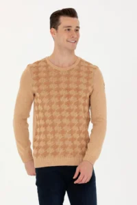US Polo Shirt Assn. Men Sand Melange Sweater - Image 3