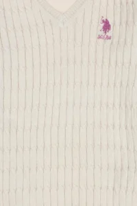 US Polo Shirt Assn. Girls' Cream Basic Sweater - Image 3