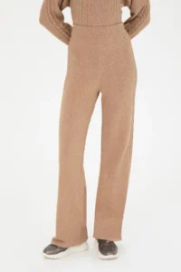 US Polo Assn. Women Sand Melange Loose Fit Knitwear Pants - Image 2