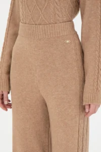 US Polo Assn. Women Sand Melange Loose Fit Knitwear Pants - Image 5