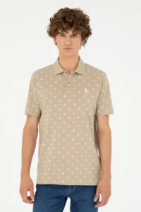 US Polo Shirt Assn. Men Regular Fit Polo Shirt Shirt Collar Light Khaki T-Shirt