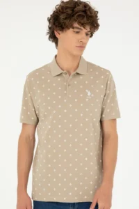 US Polo Shirt Assn. Men Regular Fit Polo Shirt Shirt Collar Light Khaki T-Shirt - Image 3