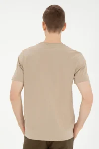 US Polo Shirt Assn. Men Regular Fit Crew Neck Light Khaki T-Shirt - Image 5