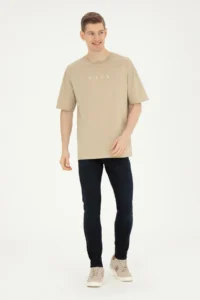 US Polo Shirt Assn. Men comfort Fit Crew Neck Light Khaki T-Shirt - Image 4
