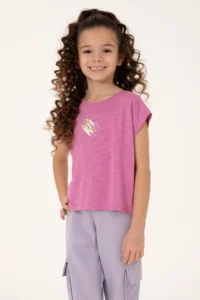 US Polo Shirt Assn. Girls' Violet Crew Neck T-Shirt