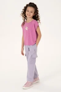 US Polo Shirt Assn. Girls' Violet Crew Neck T-Shirt - Image 2