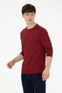 US Polo Shirt Assn. Men Regular Fit Crew Neck Burgundy Sweatshirt