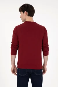 US Polo Shirt Assn. Men Regular Fit Crew Neck Burgundy Sweatshirt - Image 5