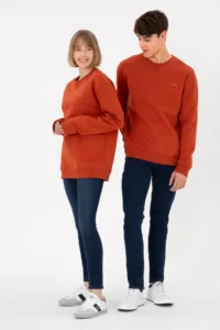 US Polo Shirt Assn. Men Crew Neck Brick Red Basic Fleece Sweatshirt - Image 2