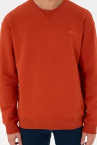 US Polo Shirt Assn. Men Crew Neck Brick Red Basic Fleece Sweatshirt - Image 7