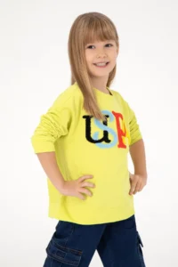 US Polo Shirt Assn. Girls' Peanut Green Crew Neck Sweatshirt