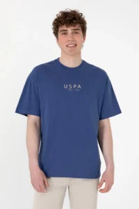 US Polo Shirt Assn. Men Oversized Fit Crew Neck Light Navy T-Shirt