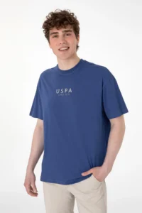 US Polo Shirt Assn. Men Oversized Fit Crew Neck Light Navy T-Shirt - Image 3