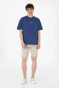 US Polo Shirt Assn. Men Oversized Fit Crew Neck Light Navy T-Shirt - Image 4