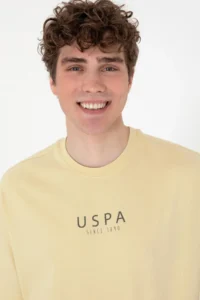 US Polo Shirt Assn. Men Oversized Fit Crew Neck Light Khaki T-Shirt - Image 2