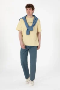 US Polo Shirt Assn. Men Oversized Fit Crew Neck Light Khaki T-Shirt - Image 5