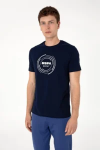 US Polo Shirt Assn. Men Regular Fit Crew Neck Navy Blue T-Shirt - Image 3