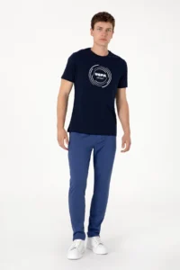US Polo Shirt Assn. Men Regular Fit Crew Neck Navy Blue T-Shirt - Image 4